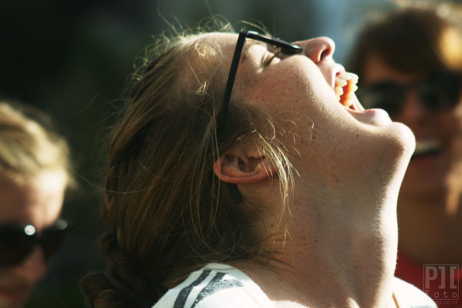 Younh Blonde Woman Having Fun Laughing