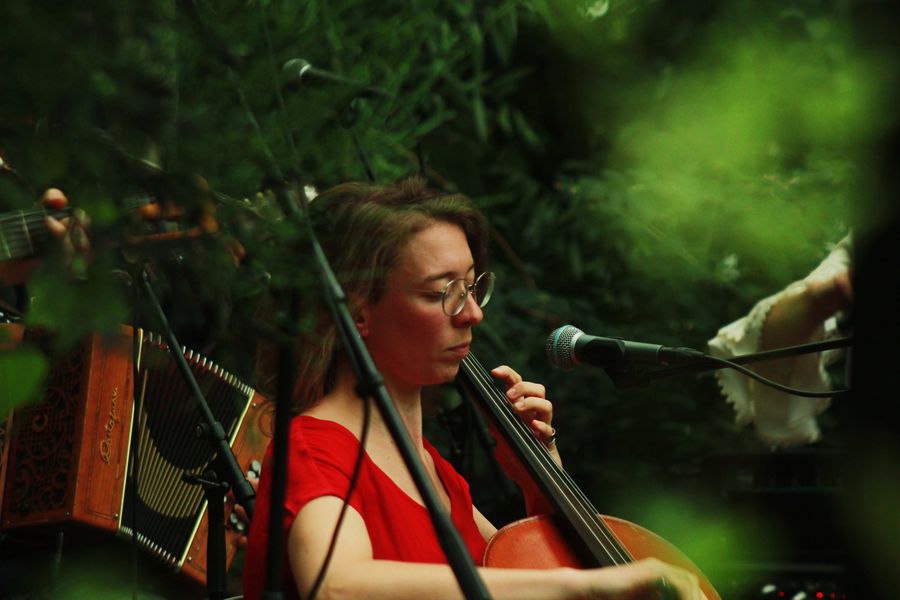 Meisje Speelt Cello Buiten